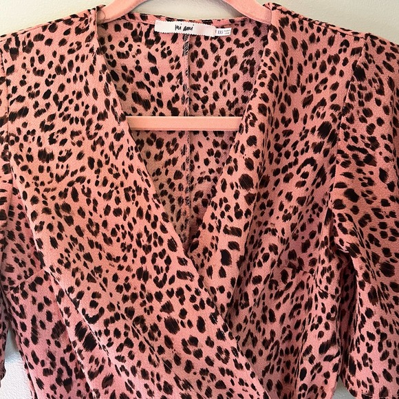 Mi Ami XXS Shirt Pink cheetah Wrap Top - Picture 3 of 6